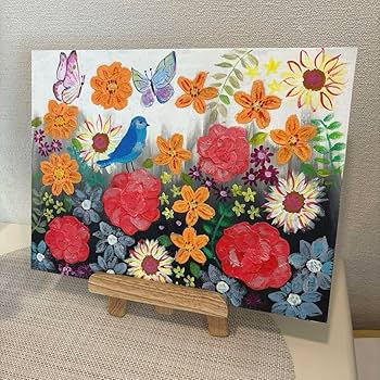 アクリル画 花のモチーフ 花の絵 アクリル画 原画「幸せの優しい花束」F4 - メルカリ